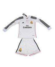 Kids Real Madrid 14/15 Long Sleeve Home Soccer Kit(Shirt+Shorts)