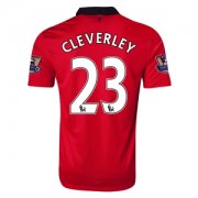 13-14 Manchester United #23 CLEVERLEY Home Jersey Shirt