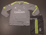 Kids Real Madrid 2015-16 Away Long Sleeve Soccer Kits(Shirt+Shorts)