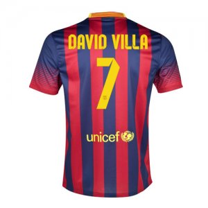 13/14 Barcelona #7 David Villa Home Shirt