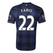 13-14 Manchester United #22 FABIO Away Black Jersey Shirt