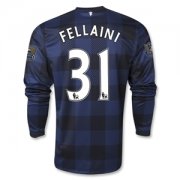 13-14 Manchester United #31 FELLAINI Away Black Long Sleeve Jersey Shirt