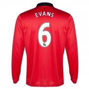 13-14 Manchester United #6 Evans Home Long Sleeve Jersey Shirt