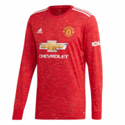 20-21 Manchester United Home Red Long Sleeve Soccer Jersey Shirt