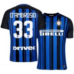 Inter Milan Home 2017/18 #33 Danilo D'Ambrosio Soccer Jersey Shirt