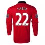 13-14 Manchester United #22 FABIO Home Long Sleeve Jersey Shirt