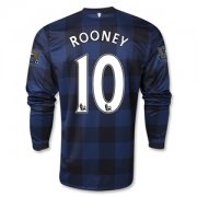 13-14 Manchester United #10 ROONEY Away Black Long Sleeve Jersey Shirt