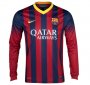 13-14 Barcelona #4 Fabregas Home Long Sleeve Soccer Jersey Shirt