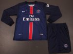 Kids PSG 2015-16 Home Long Sleeve Kit(Shirt+Shorts)