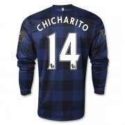 13-14 Manchester United #14 CHICHARITO Away Black Long Sleeve Jersey Shirt