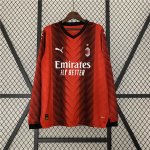 AC Milan 23/24 Home Red Long Sleeve Soccer Jersey Football Shirt